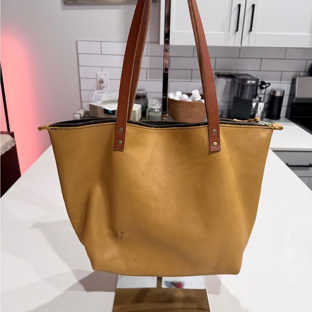 Portland Leather Mustard Tote Bag